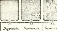 An illustration from Armorial des principales maisons et familles du royaume, particulierement des celles de Paris et de l'Isle de France : contenant les armes des princes, seigneurs, grands officiers de la couronne & de la maison du roi, celles des cours souveraines, &c. avec l'explication de tous les blasons (1757)