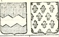 An illustration from Armorial des principales maisons et familles du royaume, particulierement des celles de Paris et de l'Isle de France : contenant les armes des princes, seigneurs, grands officiers de la couronne & de la maison du roi, celles des cours souveraines, &c. avec l'explication de tous les blasons (1757)