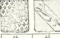 An illustration from Armorial des principales maisons et familles du royaume, particulierement des celles de Paris et de l'Isle de France : contenant les armes des princes, seigneurs, grands officiers de la couronne & de la maison du roi, celles des cours souveraines, &c. avec l'explication de tous les blasons (1757)