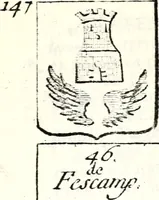 An illustration from Armorial des principales maisons et familles du royaume, particulierement des celles de Paris et de l'Isle de France : contenant les armes des princes, seigneurs, grands officiers de la couronne & de la maison du roi, celles des cours souveraines, &c. avec l'explication de tous les blasons (1757)