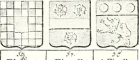 An illustration from Armorial des principales maisons et familles du royaume, particulierement des celles de Paris et de l'Isle de France : contenant les armes des princes, seigneurs, grands officiers de la couronne & de la maison du roi, celles des cours souveraines, &c. avec l'explication de tous les blasons (1757)