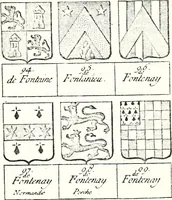 An illustration from Armorial des principales maisons et familles du royaume, particulierement des celles de Paris et de l'Isle de France : contenant les armes des princes, seigneurs, grands officiers de la couronne & de la maison du roi, celles des cours souveraines, &c. avec l'explication de tous les blasons (1757)