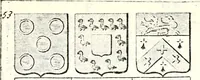 An illustration from Armorial des principales maisons et familles du royaume, particulierement des celles de Paris et de l'Isle de France : contenant les armes des princes, seigneurs, grands officiers de la couronne & de la maison du roi, celles des cours souveraines, &c. avec l'explication de tous les blasons (1757)
