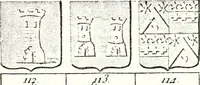An illustration from Armorial des principales maisons et familles du royaume, particulierement des celles de Paris et de l'Isle de France : contenant les armes des princes, seigneurs, grands officiers de la couronne & de la maison du roi, celles des cours souveraines, &c. avec l'explication de tous les blasons (1757)
