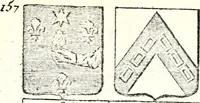 An illustration from Armorial des principales maisons et familles du royaume, particulierement des celles de Paris et de l'Isle de France : contenant les armes des princes, seigneurs, grands officiers de la couronne & de la maison du roi, celles des cours souveraines, &c. avec l'explication de tous les blasons (1757)