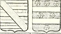 An illustration from Armorial des principales maisons et familles du royaume, particulierement des celles de Paris et de l'Isle de France : contenant les armes des princes, seigneurs, grands officiers de la couronne & de la maison du roi, celles des cours souveraines, &c. avec l'explication de tous les blasons (1757)