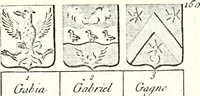 An illustration from Armorial des principales maisons et familles du royaume, particulierement des celles de Paris et de l'Isle de France : contenant les armes des princes, seigneurs, grands officiers de la couronne & de la maison du roi, celles des cours souveraines, &c. avec l'explication de tous les blasons (1757)