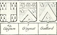 An illustration from Armorial des principales maisons et familles du royaume, particulierement des celles de Paris et de l'Isle de France : contenant les armes des princes, seigneurs, grands officiers de la couronne & de la maison du roi, celles des cours souveraines, &c. avec l'explication de tous les blasons (1757)