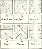 An illustration from Armorial des principales maisons et familles du royaume, particulierement des celles de Paris et de l'Isle de France : contenant les armes des princes, seigneurs, grands officiers de la couronne & de la maison du roi, celles des cours souveraines, &c. avec l'explication de tous les blasons (1757)