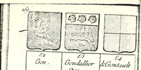 An illustration from Armorial des principales maisons et familles du royaume, particulierement des celles de Paris et de l'Isle de France : contenant les armes des princes, seigneurs, grands officiers de la couronne & de la maison du roi, celles des cours souveraines, &c. avec l'explication de tous les blasons (1757)