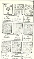 An illustration from Armorial des principales maisons et familles du royaume, particulierement des celles de Paris et de l'Isle de France : contenant les armes des princes, seigneurs, grands officiers de la couronne & de la maison du roi, celles des cours souveraines, &c. avec l'explication de tous les blasons (1757)