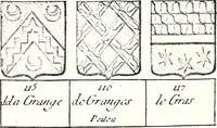 An illustration from Armorial des principales maisons et familles du royaume, particulierement des celles de Paris et de l'Isle de France : contenant les armes des princes, seigneurs, grands officiers de la couronne & de la maison du roi, celles des cours souveraines, &c. avec l'explication de tous les blasons (1757)
