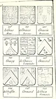 An illustration from Armorial des principales maisons et familles du royaume, particulierement des celles de Paris et de l'Isle de France : contenant les armes des princes, seigneurs, grands officiers de la couronne & de la maison du roi, celles des cours souveraines, &c. avec l'explication de tous les blasons (1757)