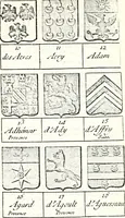 Picture 30 of 511 from Armorial des principales maisons et familles du royaume, particulierement des celles de Paris et de l'Isle de France : contenant les armes des princes, seigneurs, grands officiers de la couronne & de la maison du roi, celles des cours souveraines, &c. avec l'explication de tous les blasons (1757), leaf 66