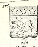 An illustration from Armorial des principales maisons et familles du royaume, particulierement des celles de Paris et de l'Isle de France : contenant les armes des princes, seigneurs, grands officiers de la couronne & de la maison du roi, celles des cours souveraines, &c. avec l'explication de tous les blasons (1757)