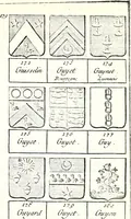 An illustration from Armorial des principales maisons et familles du royaume, particulierement des celles de Paris et de l'Isle de France : contenant les armes des princes, seigneurs, grands officiers de la couronne & de la maison du roi, celles des cours souveraines, &c. avec l'explication de tous les blasons (1757)