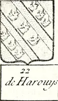An illustration from Armorial des principales maisons et familles du royaume, particulierement des celles de Paris et de l'Isle de France : contenant les armes des princes, seigneurs, grands officiers de la couronne & de la maison du roi, celles des cours souveraines, &c. avec l'explication de tous les blasons (1757)