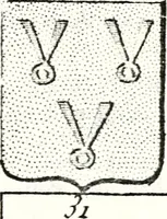An illustration from Armorial des principales maisons et familles du royaume, particulierement des celles de Paris et de l'Isle de France : contenant les armes des princes, seigneurs, grands officiers de la couronne & de la maison du roi, celles des cours souveraines, &c. avec l'explication de tous les blasons (1757)