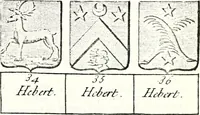 An illustration from Armorial des principales maisons et familles du royaume, particulierement des celles de Paris et de l'Isle de France : contenant les armes des princes, seigneurs, grands officiers de la couronne & de la maison du roi, celles des cours souveraines, &c. avec l'explication de tous les blasons (1757)
