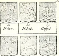An illustration from Armorial des principales maisons et familles du royaume, particulierement des celles de Paris et de l'Isle de France : contenant les armes des princes, seigneurs, grands officiers de la couronne & de la maison du roi, celles des cours souveraines, &c. avec l'explication de tous les blasons (1757)