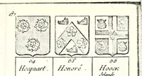 An illustration from Armorial des principales maisons et familles du royaume, particulierement des celles de Paris et de l'Isle de France : contenant les armes des princes, seigneurs, grands officiers de la couronne & de la maison du roi, celles des cours souveraines, &c. avec l'explication de tous les blasons (1757)
