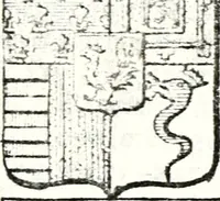 An illustration from Armorial des principales maisons et familles du royaume, particulierement des celles de Paris et de l'Isle de France : contenant les armes des princes, seigneurs, grands officiers de la couronne & de la maison du roi, celles des cours souveraines, &c. avec l'explication de tous les blasons (1757)