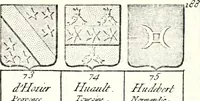 An illustration from Armorial des principales maisons et familles du royaume, particulierement des celles de Paris et de l'Isle de France : contenant les armes des princes, seigneurs, grands officiers de la couronne & de la maison du roi, celles des cours souveraines, &c. avec l'explication de tous les blasons (1757)