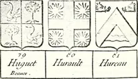 An illustration from Armorial des principales maisons et familles du royaume, particulierement des celles de Paris et de l'Isle de France : contenant les armes des princes, seigneurs, grands officiers de la couronne & de la maison du roi, celles des cours souveraines, &c. avec l'explication de tous les blasons (1757)