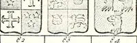 An illustration from Armorial des principales maisons et familles du royaume, particulierement des celles de Paris et de l'Isle de France : contenant les armes des princes, seigneurs, grands officiers de la couronne & de la maison du roi, celles des cours souveraines, &c. avec l'explication de tous les blasons (1757)