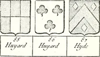 An illustration from Armorial des principales maisons et familles du royaume, particulierement des celles de Paris et de l'Isle de France : contenant les armes des princes, seigneurs, grands officiers de la couronne & de la maison du roi, celles des cours souveraines, &c. avec l'explication de tous les blasons (1757)