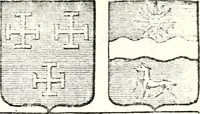 An illustration from Armorial des principales maisons et familles du royaume, particulierement des celles de Paris et de l'Isle de France : contenant les armes des princes, seigneurs, grands officiers de la couronne & de la maison du roi, celles des cours souveraines, &c. avec l'explication de tous les blasons (1757)