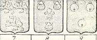 An illustration from Armorial des principales maisons et familles du royaume, particulierement des celles de Paris et de l'Isle de France : contenant les armes des princes, seigneurs, grands officiers de la couronne & de la maison du roi, celles des cours souveraines, &c. avec l'explication de tous les blasons (1757)