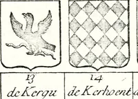 An illustration from Armorial des principales maisons et familles du royaume, particulierement des celles de Paris et de l'Isle de France : contenant les armes des princes, seigneurs, grands officiers de la couronne & de la maison du roi, celles des cours souveraines, &c. avec l'explication de tous les blasons (1757)
