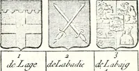 An illustration from Armorial des principales maisons et familles du royaume, particulierement des celles de Paris et de l'Isle de France : contenant les armes des princes, seigneurs, grands officiers de la couronne & de la maison du roi, celles des cours souveraines, &c. avec l'explication de tous les blasons (1757)