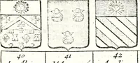 An illustration from Armorial des principales maisons et familles du royaume, particulierement des celles de Paris et de l'Isle de France : contenant les armes des princes, seigneurs, grands officiers de la couronne & de la maison du roi, celles des cours souveraines, &c. avec l'explication de tous les blasons (1757)