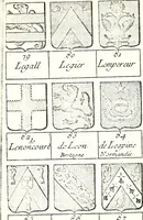 An illustration from Armorial des principales maisons et familles du royaume, particulierement des celles de Paris et de l'Isle de France : contenant les armes des princes, seigneurs, grands officiers de la couronne & de la maison du roi, celles des cours souveraines, &c. avec l'explication de tous les blasons (1757)