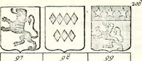 An illustration from Armorial des principales maisons et familles du royaume, particulierement des celles de Paris et de l'Isle de France : contenant les armes des princes, seigneurs, grands officiers de la couronne & de la maison du roi, celles des cours souveraines, &c. avec l'explication de tous les blasons (1757)