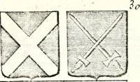 An illustration from Armorial des principales maisons et familles du royaume, particulierement des celles de Paris et de l'Isle de France : contenant les armes des princes, seigneurs, grands officiers de la couronne & de la maison du roi, celles des cours souveraines, &c. avec l'explication de tous les blasons (1757)