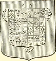 An illustration from Armorial of Jersey : being an account, heraldic and antiquarian, of its chief native families, with pedigrees, biographical notices, and illustrative data; to which are added, a brief history of heraldry, and remarks on the mediæval antiquities of the island (1859)