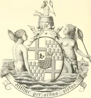 An illustration from Armorial of Jersey : being an account, heraldic and antiquarian, of its chief native families, with pedigrees, biographical notices, and illustrative data; to which are added, a brief history of heraldry, and remarks on the mediæval antiquities of the island (1859)