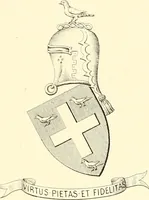 An illustration from Armorial of Jersey : being an account, heraldic and antiquarian, of its chief native families, with pedigrees, biographical notices, and illustrative data; to which are added, a brief history of heraldry, and remarks on the mediæval antiquities of the island (1859)