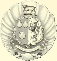 An illustration from Armorial of Jersey : being an account, heraldic and antiquarian, of its chief native families, with pedigrees, biographical notices, and illustrative data; to which are added, a brief history of heraldry, and remarks on the mediæval antiquities of the island (1859)