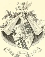 An illustration from Armorial of Jersey : being an account, heraldic and antiquarian, of its chief native families, with pedigrees, biographical notices, and illustrative data; to which are added, a brief history of heraldry, and remarks on the mediæval antiquities of the island (1859)