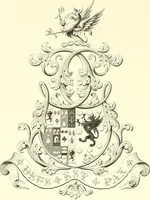 An illustration from Armorial of Jersey : being an account, heraldic and antiquarian, of its chief native families, with pedigrees, biographical notices, and illustrative data; to which are added, a brief history of heraldry, and remarks on the mediæval antiquities of the island (1859)