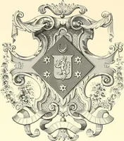An illustration from Armorial of Jersey : being an account, heraldic and antiquarian, of its chief native families, with pedigrees, biographical notices, and illustrative data; to which are added, a brief history of heraldry, and remarks on the mediæval antiquities of the island (1859)