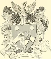 An illustration from Armorial of Jersey : being an account, heraldic and antiquarian, of its chief native families, with pedigrees, biographical notices, and illustrative data; to which are added, a brief history of heraldry, and remarks on the mediæval antiquities of the island (1859)