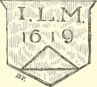 An illustration from Armorial of Jersey : being an account, heraldic and antiquarian, of its chief native families, with pedigrees, biographical notices, and illustrative data; to which are added, a brief history of heraldry, and remarks on the mediæval antiquities of the island (1859)