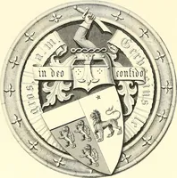 An illustration from Armorial of Jersey : being an account, heraldic and antiquarian, of its chief native families, with pedigrees, biographical notices, and illustrative data; to which are added, a brief history of heraldry, and remarks on the mediæval antiquities of the island (1859)
