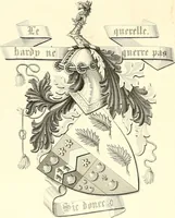 An illustration from Armorial of Jersey : being an account, heraldic and antiquarian, of its chief native families, with pedigrees, biographical notices, and illustrative data; to which are added, a brief history of heraldry, and remarks on the mediæval antiquities of the island (1859)