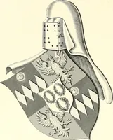 An illustration from Armorial of Jersey : being an account, heraldic and antiquarian, of its chief native families, with pedigrees, biographical notices, and illustrative data; to which are added, a brief history of heraldry, and remarks on the mediæval antiquities of the island (1859)
